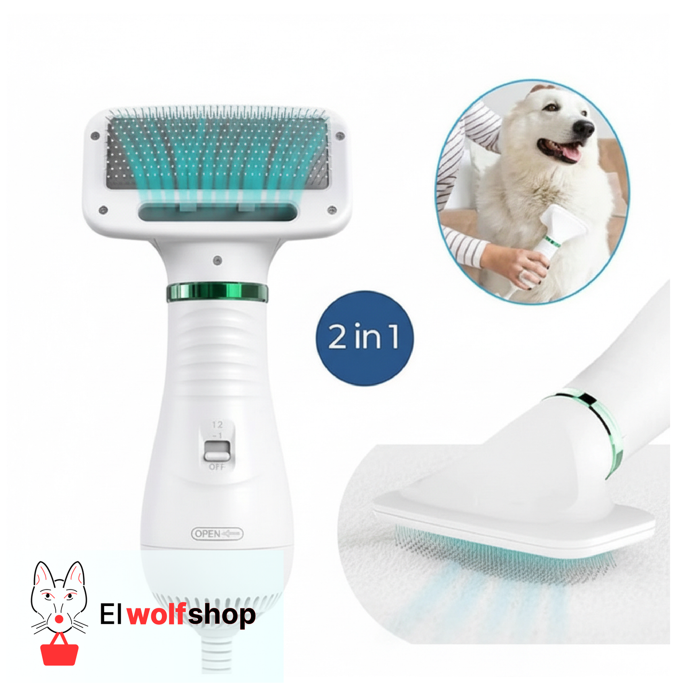 Cepillo Y Secador De Mascotas 2 En 1