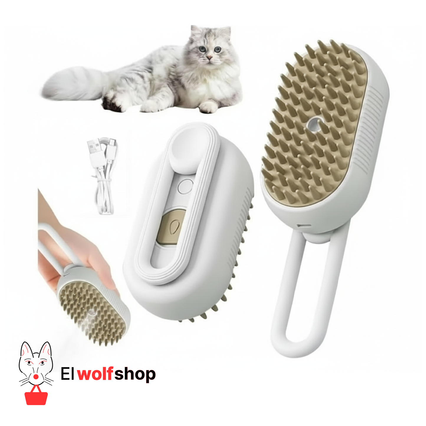 Cepillo de Vapor para Gatos y Perros