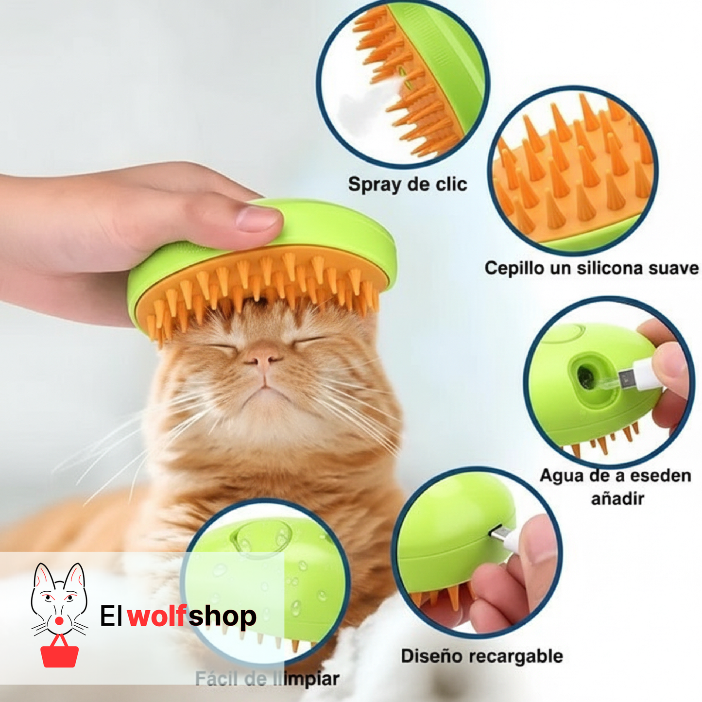 Cepillo Vapor Multifuncional De Mascota